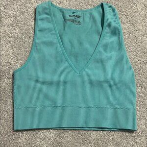 Garage Green Ribbed Crop Tank Top